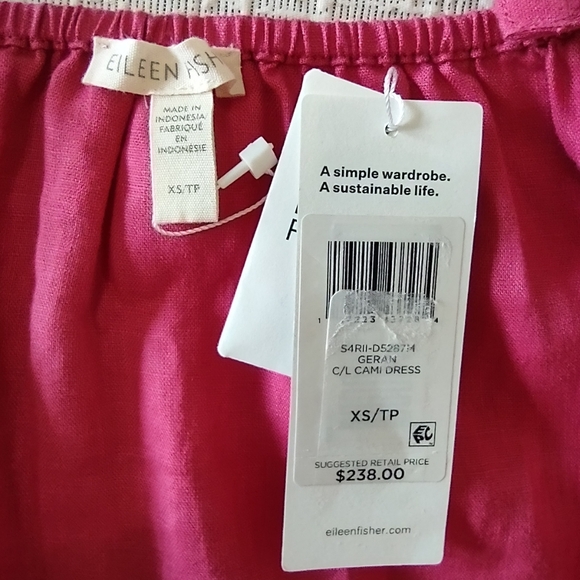 NWT Eileen Fisher Pink Linen Dress - Picture 3 of 5